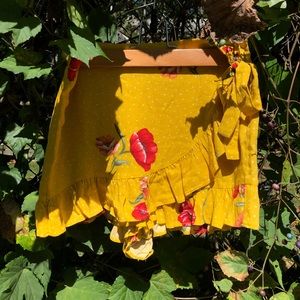 Floral Ruffle Wrap Skort